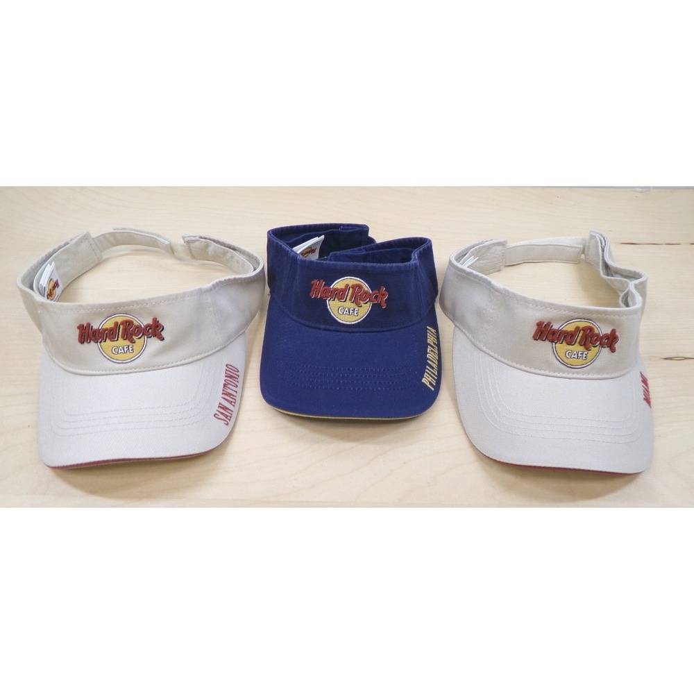 Hard Rock Cafe Golf Visors Lot of 3 Maimi Philadelphia San Antonio Adjustable